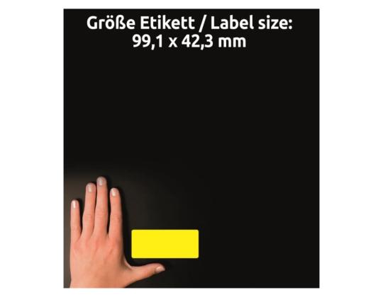 Tarratarra valmistettu polyesterikalvosta säänkestävästä AVERY Zweckform  99,1x42,3mm 20 arkkia keltainen (L6107-20)