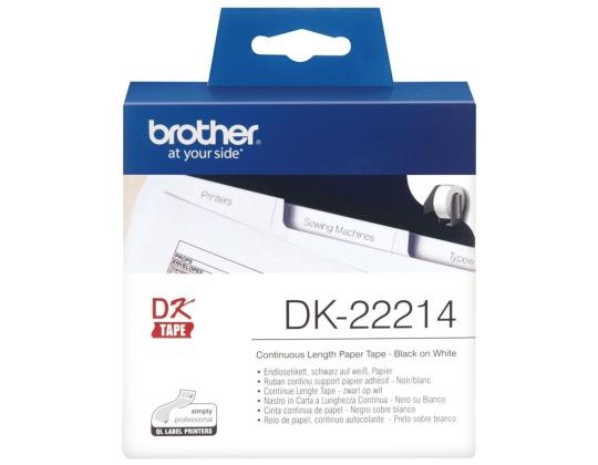 Teippi/merkintäteippi BROTHER DK22214 paperiteippi 12mm x 30,48m valkoinen lämpöpaperi