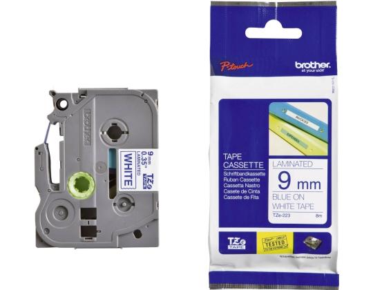 Kleepkirjalint/markeerimislint BROTHER TZE-223 9mm x 8m sinine/valgel