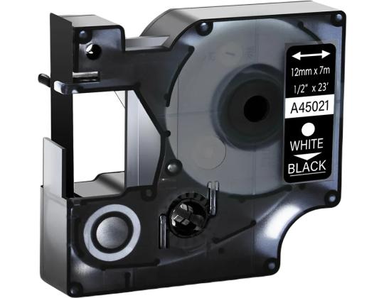 Teippi/merkintäteippi DYMO A45021 12mm valkoinen/musta analoginen
