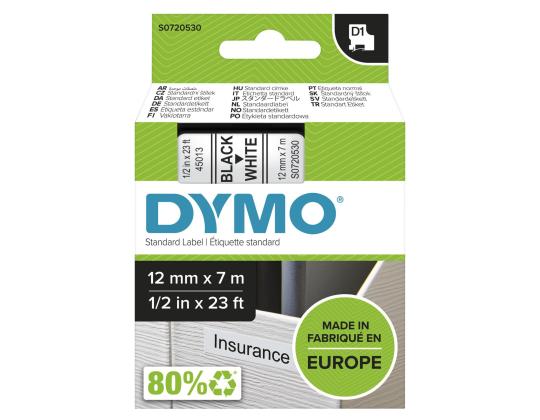 Kleepkirjalint/markeerimislint DYMO D1 45013 12mm x 7m must/valge