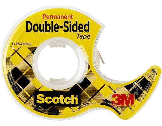 Teippi pohjalla SCOTCH D136 12mm x 6,3m kaksipuolinen läpinäkyvä