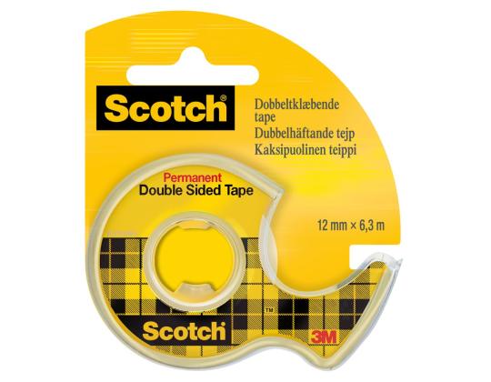 Teippi pohjalla SCOTCH D136 12mm x 6,3m kaksipuolinen läpinäkyvä