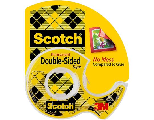 Teippi pohjalla SCOTCH D136 12mm x 6,3m kaksipuolinen läpinäkyvä