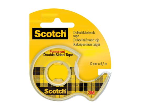 Teippi pohjalla SCOTCH D136 12mm x 6,3m kaksipuolinen läpinäkyvä