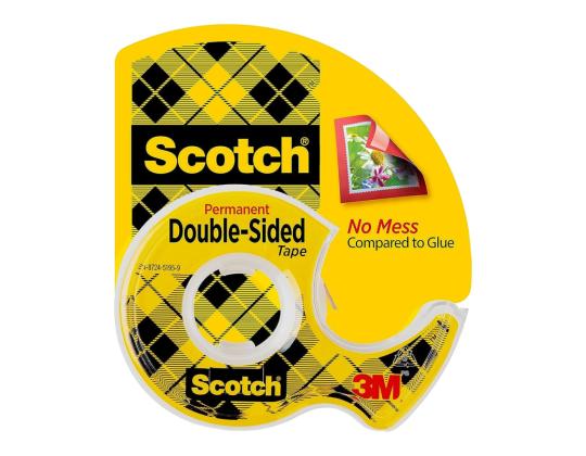 Teippi pohjalla SCOTCH D136 12mm x 6,3m kaksipuolinen läpinäkyvä