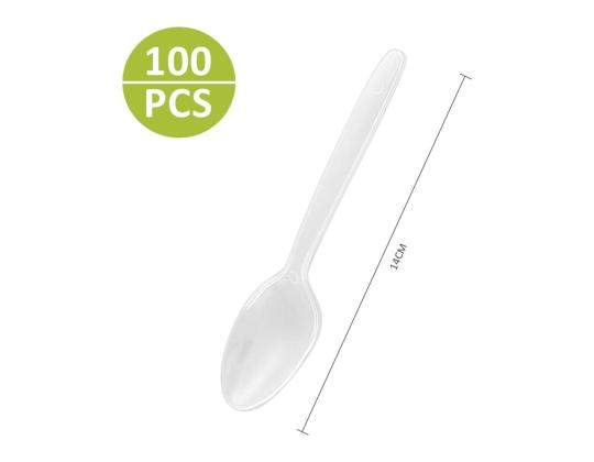 Kahvilusikkaa, muovia, 15 cm, 100 kpl pakkauksessa (uudelleenkäytettävä)