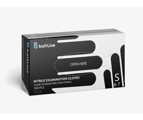 Kummikindad/nitriilkindad puudrita S must 100tk BaltLine