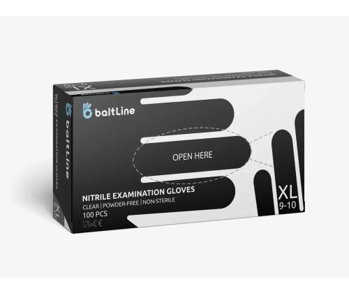 Kummikindad/nitriilkindad puudrita XL must 100tk BaltLine