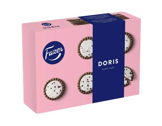 Keksit FAZER Doris kaakaokeksit tryffelitäytteellä 250g