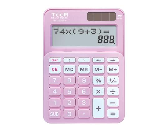 Pöytälaskin Toor TR-1223DB 10 numeron näytöllä, pinkki