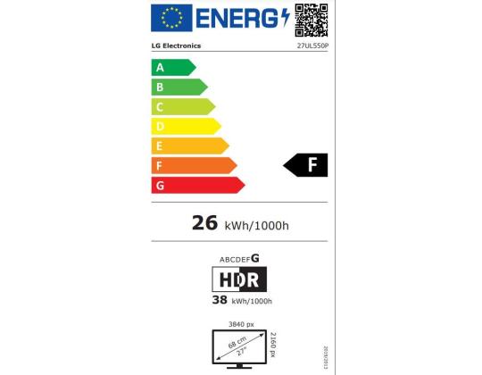 LCD-näyttö LG 27UL550P-W 27" 4K-paneeli IPS 3840x2160 16:9 60Hz Matte 5 ms Pivot Korkeussäädettävä...