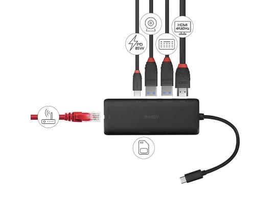 I/O-TELAKKAUSASEMA USB-C/DST-MINI 43358 LINDY