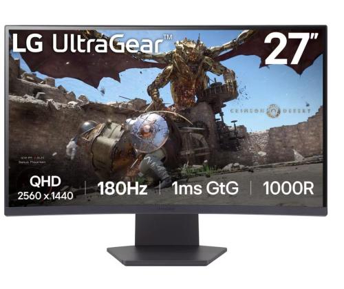 LCD-monitori LG 27GS60QC-B 27" Gaming/Curved Panel VA 2560x1440 16:9 180 Hz Matte 1 ms Tilt Colour&hellip. näyttö;