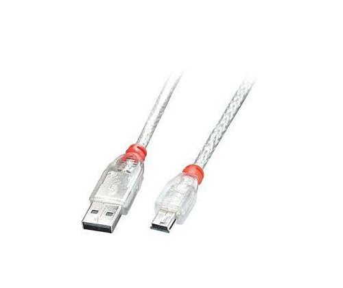 KAAPELI USB2 A MINI-B 0.5M/LÄPINÄKYVÄ 41781 LINDY