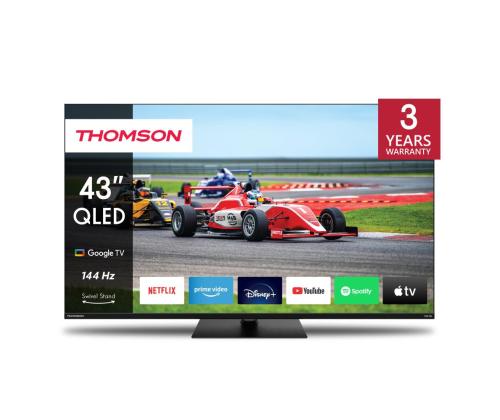 Televisio THOMSON 43" 4K/Smart QLED 3840x2160 Langaton LAN Bluetooth Google TV Musta 43QG7C14