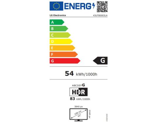 TV-sarja LG 43" 4K/Smart 3840x2160 webOS 43UT80003LA