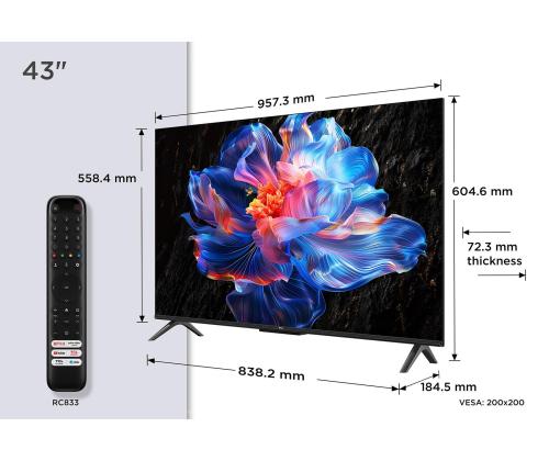 Televisio TCL 43 " 4K Ultra HD 3840 x 2160 pikseliä Flat 16:9 DLED 43V6C