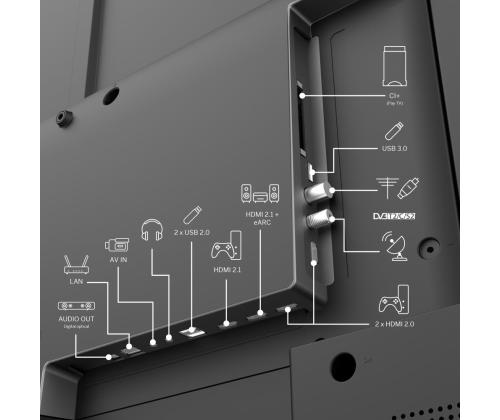 Televisio THOMSON 55" 4K/Smart QLED 3840x2160 Langaton LAN Bluetooth Google TV Musta 55QG7C14