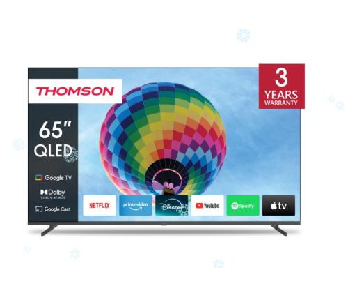 Televisio THOMSON 65" 4K/Smart QLED 3840x2160 Langaton LAN Bluetooth Google TV Tummanharmaa 65QG4S14