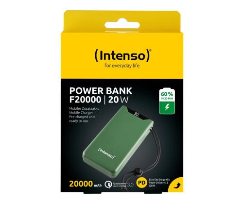 POWER BANK USB 20000MAH QC3.0/VIHREÄ F20000 7332057 INTENSO