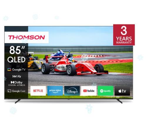 Televisio THOMSON 85" 4K/Smart QLED 3840x2160 Langaton LAN Bluetooth Google TV Musta 85QG7S14