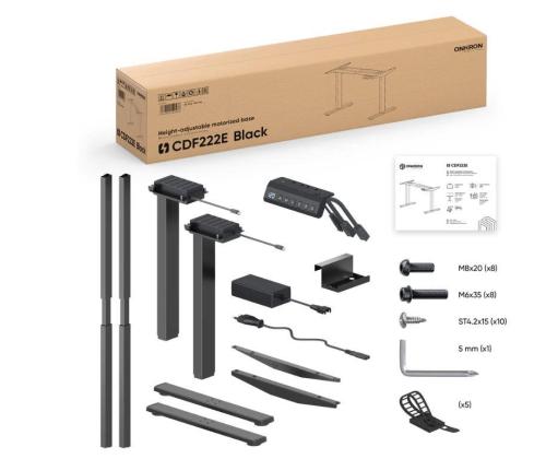 TYÖPÖYDÄN RUNKO MOOTTOROITU/MUSTA CDF222E-B ONKRON