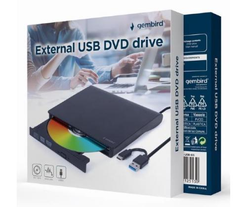 DVD RW USB3/USB-C 8X EXT RTL/MUSTA DVD-USB-031 GEMBIRD GEMBIR