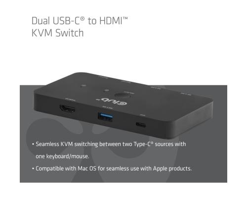 VIDEOKYTKIN KVM USB-C HDMI/DUALIIN CSV-2512 CLUB3D