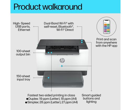 Lasertulostin HP Kaksipuolinen tulostus Kyllä 1xKasettien määrä Paperikoko A4 8J9K9F#B19