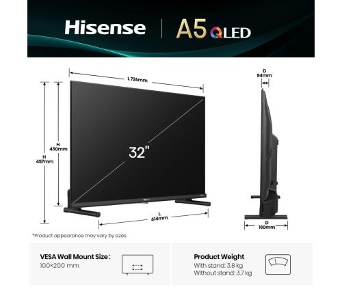 Televisio HISENSE 32 " Full HD 1920 x 1080 pikseliä Flat 16:9 QLED 32A5Q 32A5Q