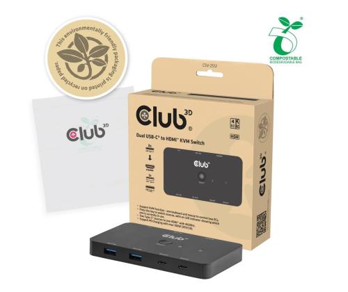 VIDEOKYTKIN KVM USB-C HDMI/DUALIIN CSV-2512 CLUB3D