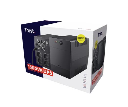 UPS TRUST 900 wattia 1500 VA Aaltomuoto simuloitu siniaalto pöytä/jalusta 23505