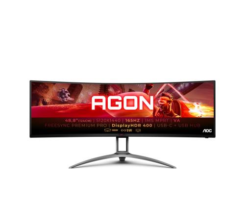 LCD-monitori AOC AG493UCX2 48.8" Gaming/Curved Panel VA 5120x1440 32:9 165Hz Matte 4 ms Kaiuttimet..