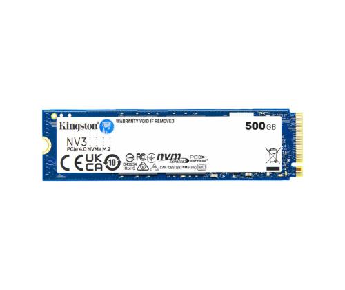 SSD KINGSTON NV3 500GB M.2 PCIE NVMe 3D NAND Kirjoitusnopeus 3000 Mt/s Lukunopeus 5000 Mt/s...