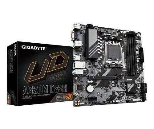 Emolevy GIGABYTE AMD A620 Socket AM5 micro ATX RAM DDR5-SDRAM 4xSlots 1xPCI Express x1 lähtö..