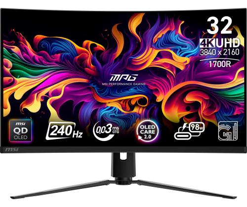 Näyttö MSI MPG 321CURX QD-OLED 31,5" Gaming/Curved/4K-paneeli QD-OLED 3840x2160 16:9 240 Hz 0,03 ms..