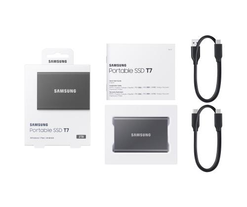 Ulkoinen SSD SAMSUNG T7 2TB USB 3.2 Kirjoitusnopeus 1000 Mt/s Lukunopeus 1050 Mt/s MU..