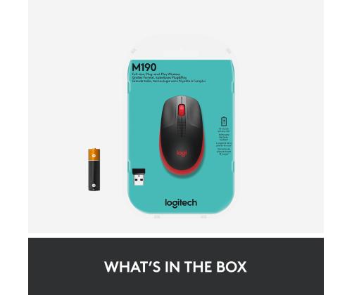 HIIRI USB OPTINEN WRL M190/PUNAINEN 910-005908 LOGITECHIN