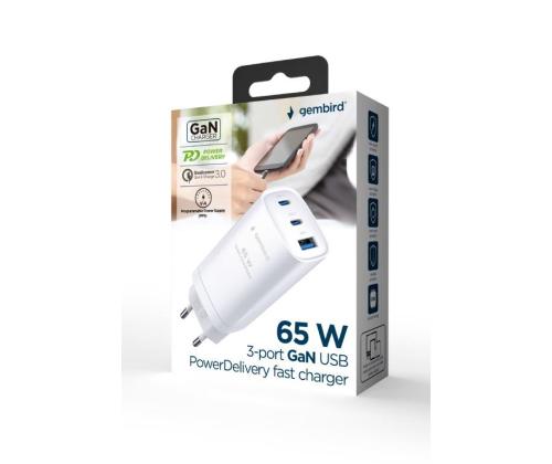 LATURI USB UNIVERSAALI QC3.0/TA-UC-PDQC65-01-W GEMBIRD