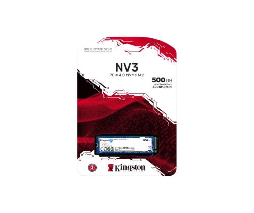 SSD KINGSTON NV3 500GB M.2 PCIE NVMe 3D NAND Kirjoitusnopeus 3000 Mt/s Lukunopeus 5000 Mt/s...