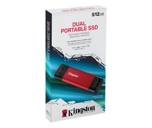 Ulkoinen SSD KINGSTON 512GB 3D NAND Kirjoitusnopeus 950 Mt/s Lukunopeus 1050 Mt/s SPSD/512GB