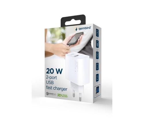 LATURI USB UNIVERSAALI QC3.0/TA-UC-PDQC20-01-W GEMBIRD