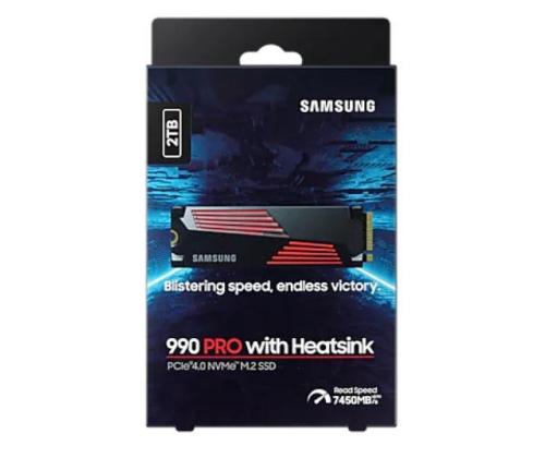 SSD SAMSUNG 990 PRO jäähdytyslevyllä 2TB M.2 PCIE NVMe MLC Kirjoitusnopeus 6900 Mt/s Lukunopeus...
