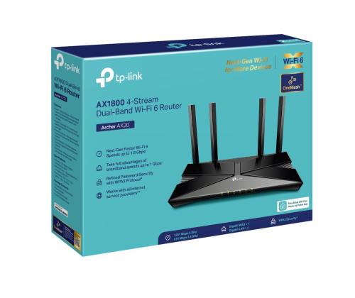 Langaton reititin TP-LINK Wireless Router 1800 Mbps Mesh Wi-Fi 6 4x10/100/1000M LAN \ WAN-portit 1..