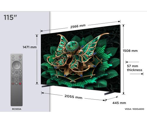 Televisio TCL 115 " 4K Ultra HD 3840 x 2160 pikseliä Flat 16:9 QD-Mini LED 115C7K 4K Ultra HD 3840 x 2160 pikseliä 16:9 QD-Mini LED 115C7K