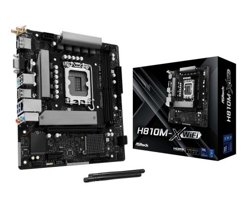 Emolevy ASROCK Intel H810 LGA 1851 (Socket V1) micro ATX RAM DDR5-SDRAM 2xSlots Wi-Fi Kyllä..