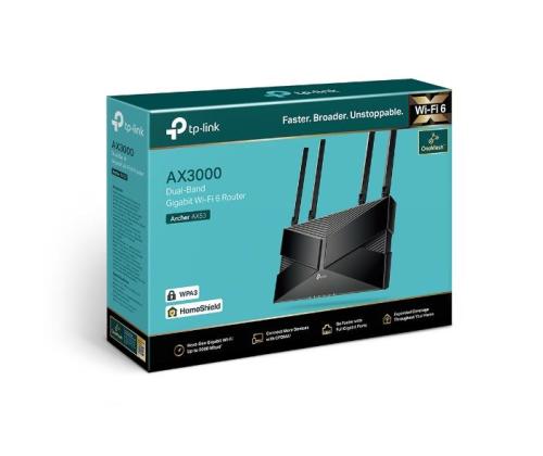 Langaton reititin TP-LINK Langaton reititin 3000 Mbps Mesh Wi-Fi 6 1 WAN 4x10/100/1000M Määrä...