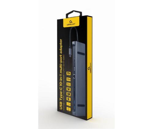 I/O-SOVITIN USB-C HDMI/USB3/10IN1:EEN A-CM-COMBO10-01 GEMBIRD