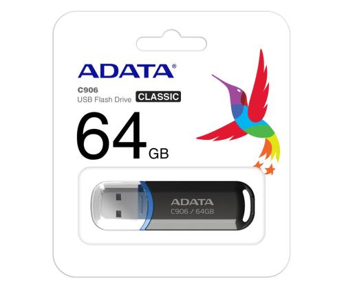 MUISTIASEMA FLASH USB2 64GB/MUSTA AC906-64G-RBK A-DATA